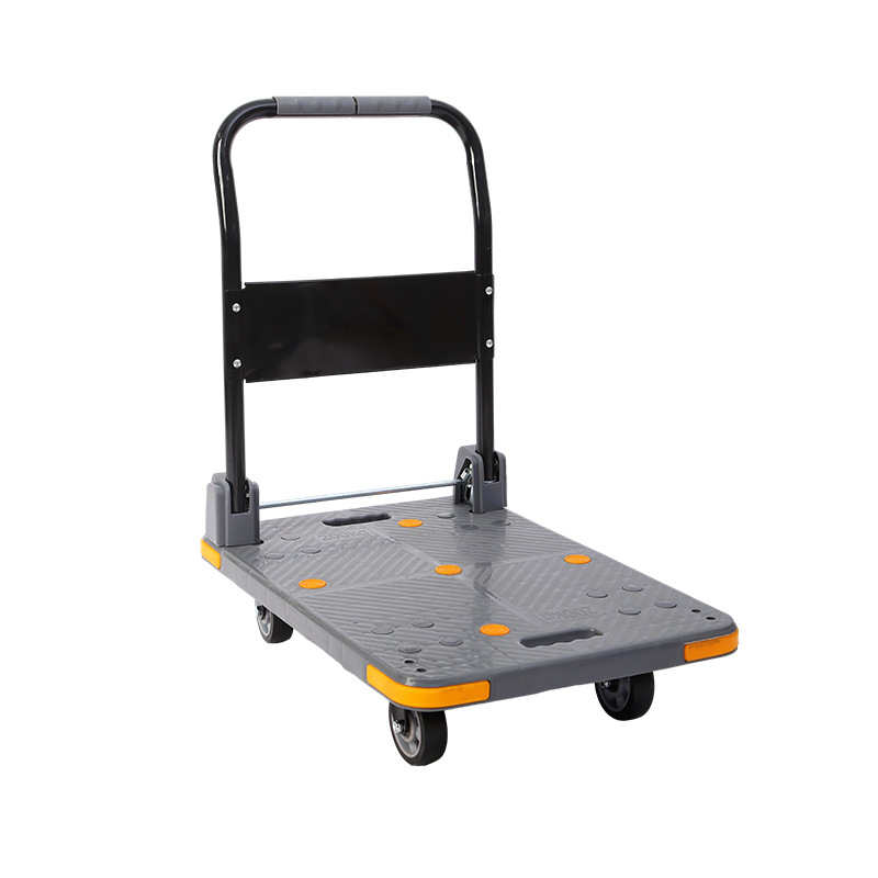 Wholesale anti-collision folding trolleys, warehouse trailers, pulleys, portable four-wheel silent trolleys, flatbed carts for transportation Item Picture
