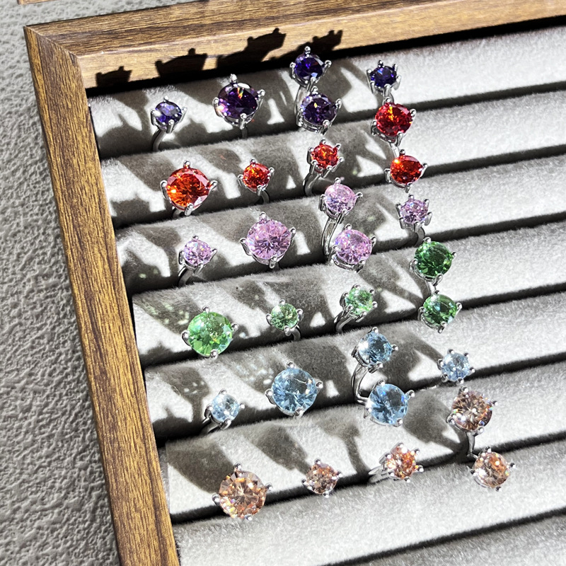 Summer new Dopamine colored diamond series exquisite and high-end ring, simple, light luxury, sweet and cool fashionable index finger ring for women Specification drawing