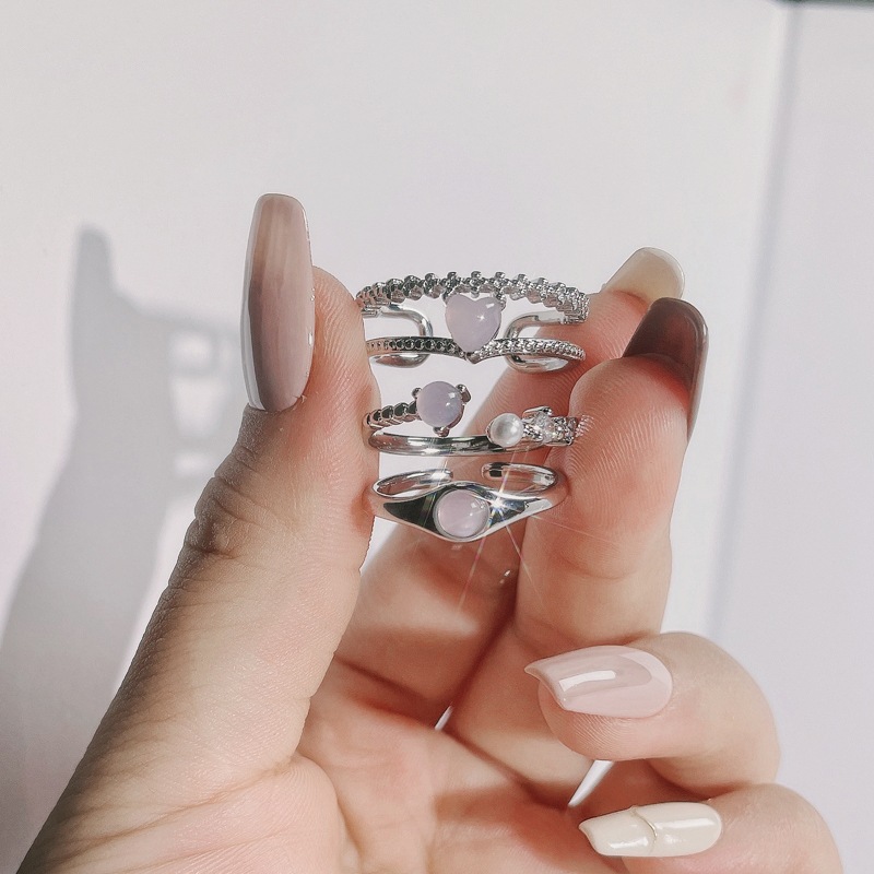 Simple double-layer pink tender heart sweet and cool style open ring, fashionable Instagram niche design, exquisite and versatile ring trend Application Scenario