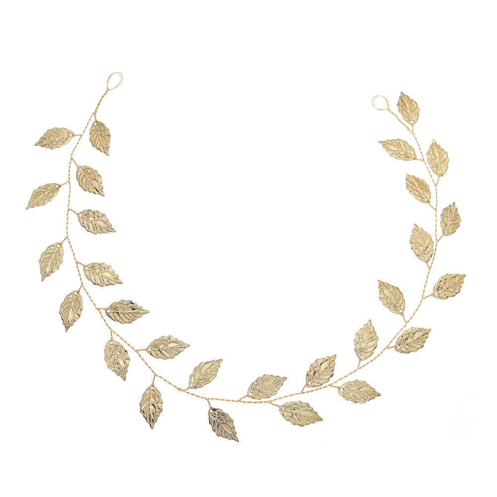 Amazon's new bride accessories: simple metal headband, European and American wedding dress headwear, handcrafted golden leaf headband for women Item Picture