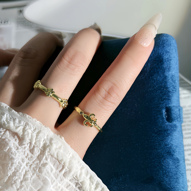 Iris flower high-end plain ring open ring for women, simple, light luxury, niche design, versatile and exquisite couple ring Application Scenario