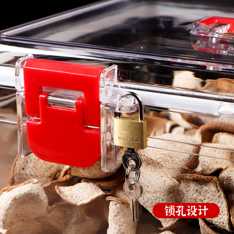 Jiabao PC acrylic thickened sealed storage box, transparent flip cover vehicle-mounted storage box for dried tangerine peel, medicinal materials, dried goods and seafood Application Scenario