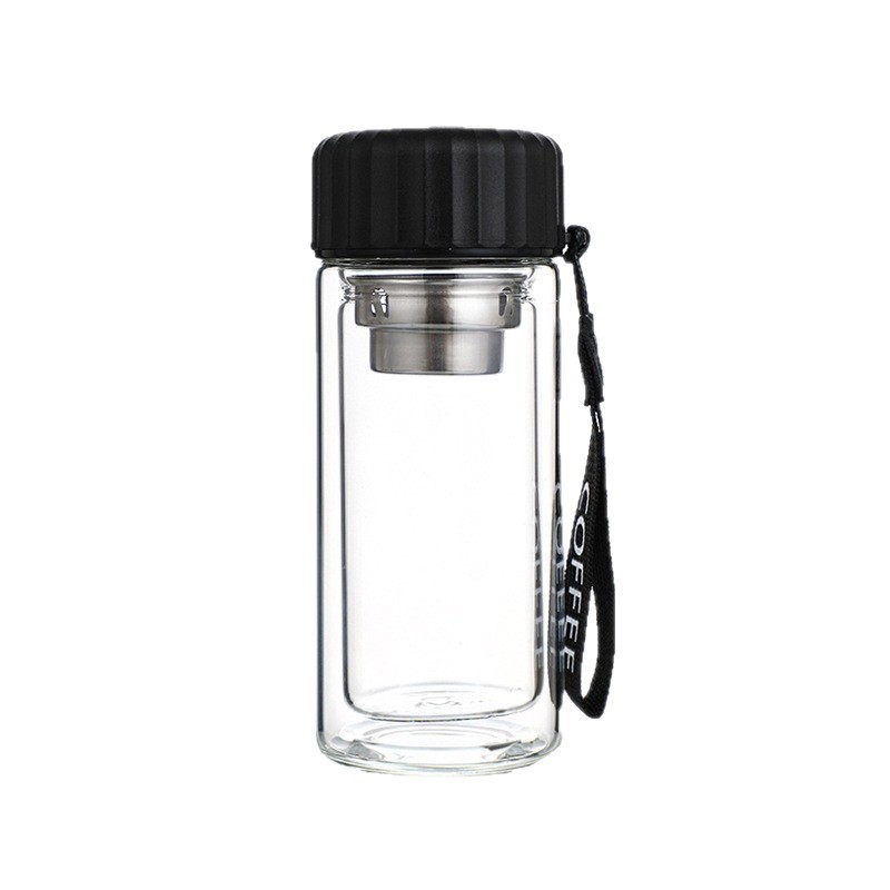 Double-layer glass cup with tea strout, high-temperature resistant household tea brewing cup, heat-insulating office water cup, high borosilicate car cup Item Picture