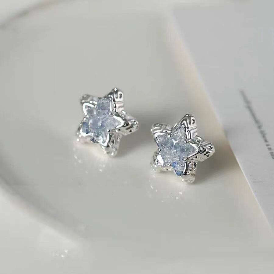 Fresh and delicate star crystal stud earrings in contrasting colors, exquisite and sweet earrings for women, 2025 new style, exquisite and small earrings wholesale Specification drawing