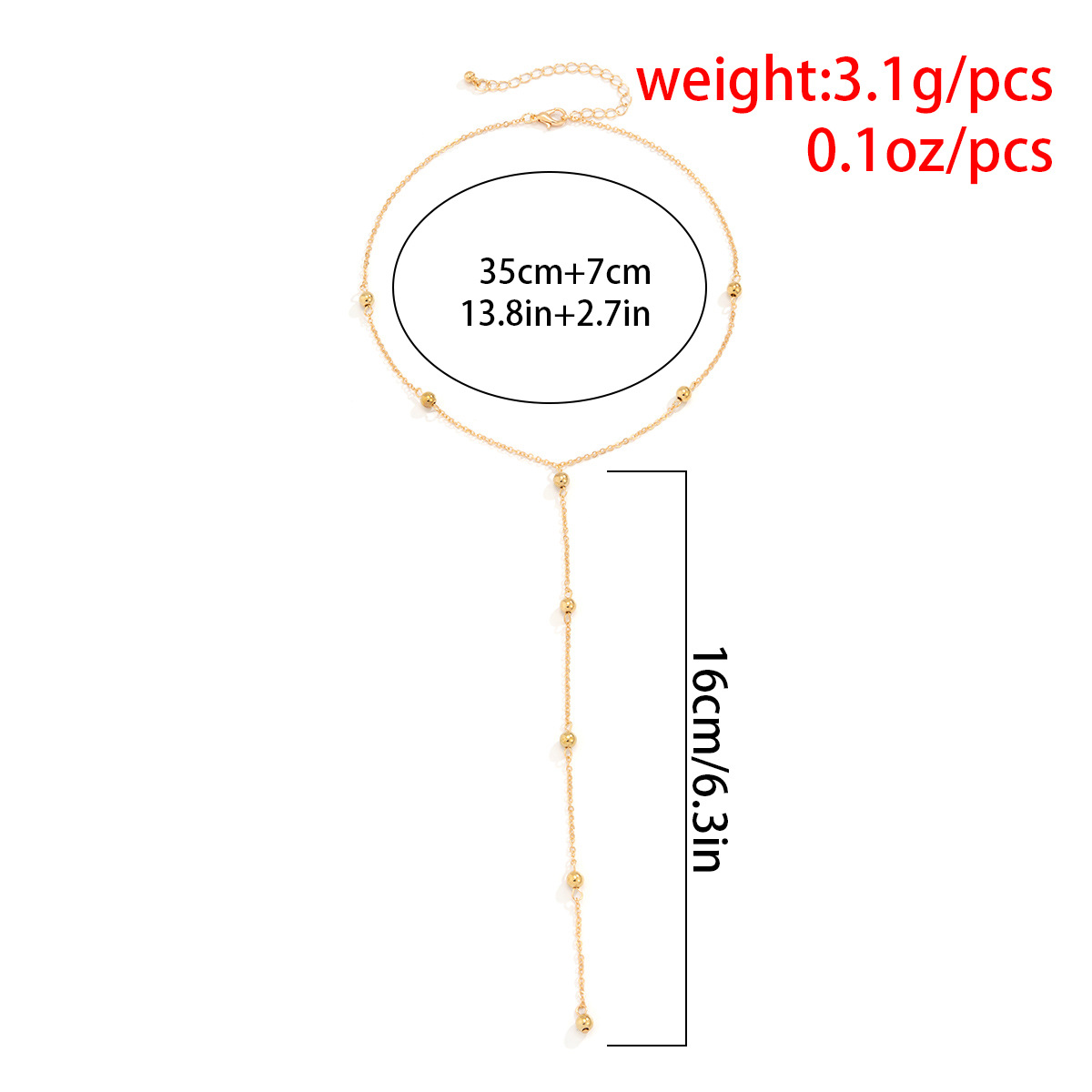 European and American cross-border jewelry, cold style, long tassel chain geometric necklaces, versatile metal niche necklaces Specification drawing