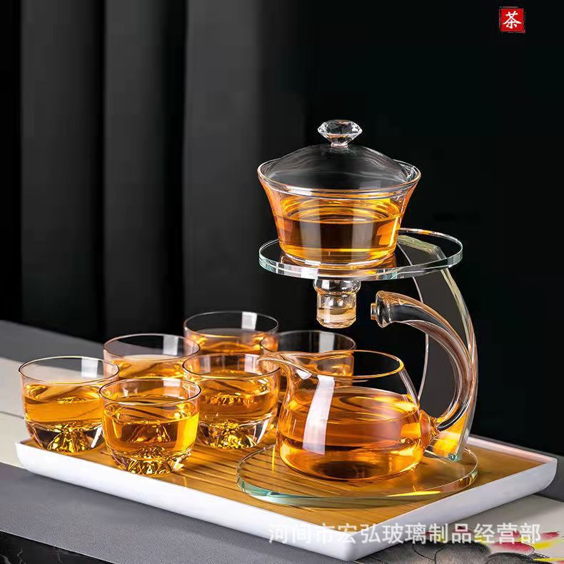 High-end Gongfu tea set gift box, office tea-making wonder, magnetic fully automatic tea-making, glass tea infuser, teapot Application Scenario