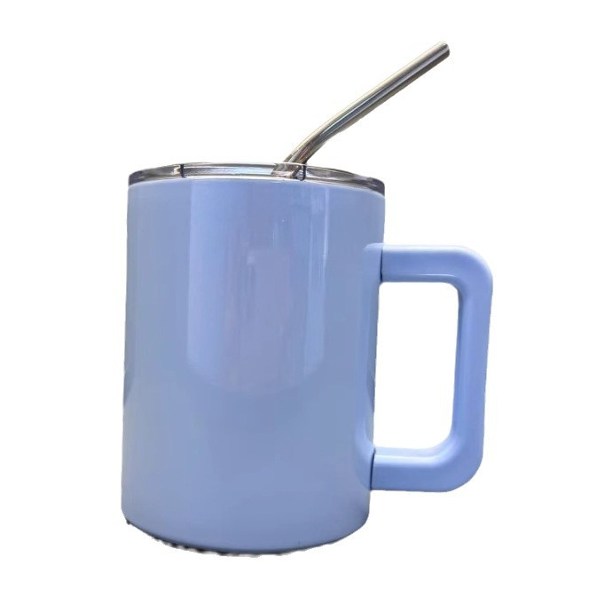 The new magnetic mug with a 304 stainless steel double-layer coffee cup handle and straw cup can be equipped with a logo Item Picture