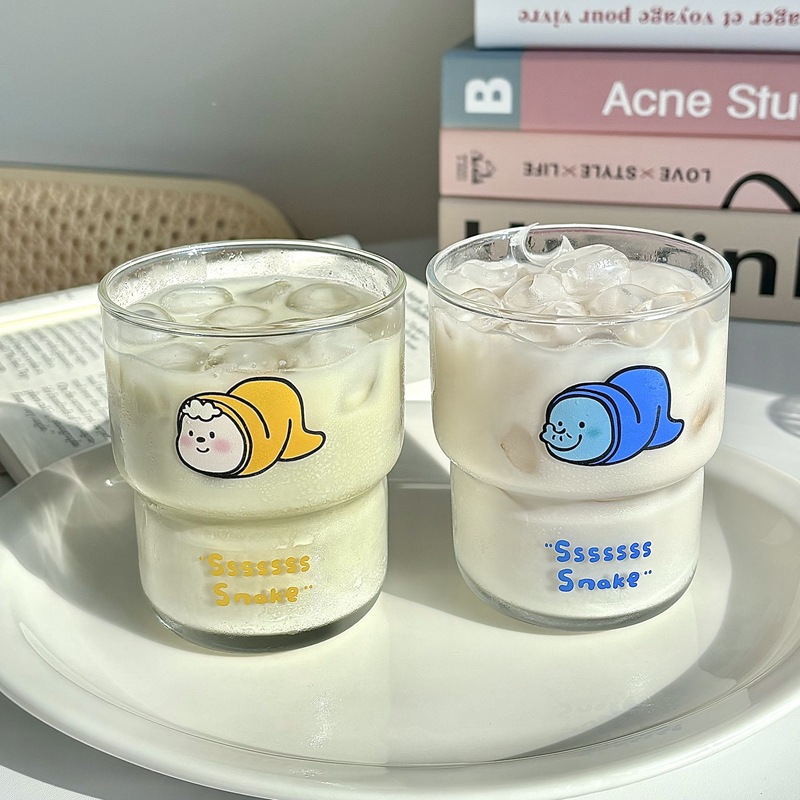 Wholesale of cross-border homemade glass cups, cold brew coffee cups, couple water cups, children's breakfast cups, milk cups full figure