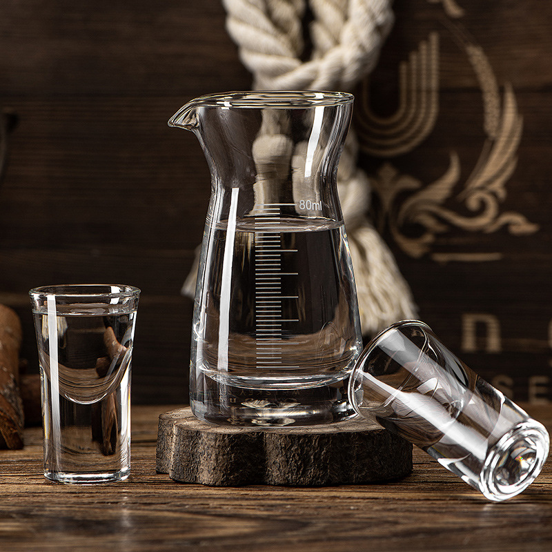 White spirit dispenser set logo, high-end glass white spirit pot, hotel small bottle, 100ml wine dispenser Specification drawing