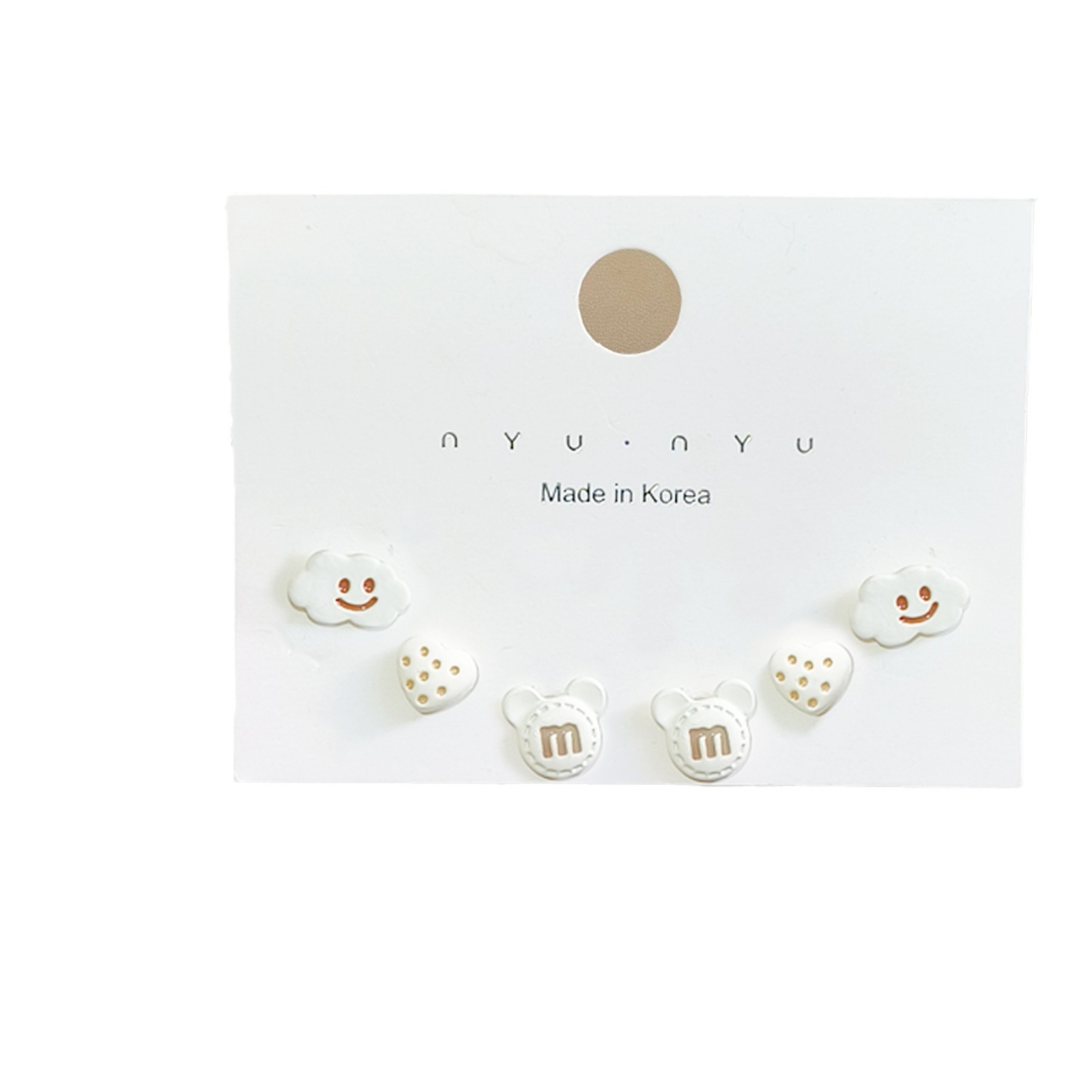 ins Korean version, cute and versatile, small and exquisite girl set, stud earrings, female cartoon, niche design sense earrings Item Picture