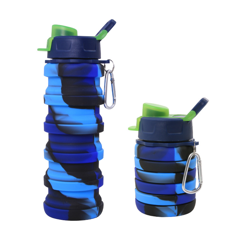 Cross-border exclusive silicone water bottle, creative foldable portable mountaineering water cup, outdoor cycling telescopic cola bottle