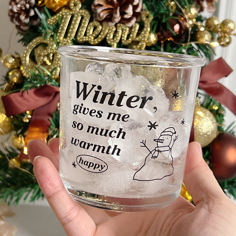 Bolimei Christmas Glass Cup, Korean InS-style glass cold brew coffee cup, dessert Glass cup details Picture
