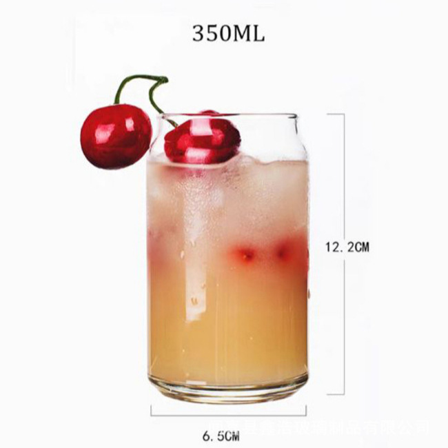 High borosilicate glass beverage cups, transparent glass juice cups in the shape of cola cans, large-capacity household milk tea cups Application Scenario
