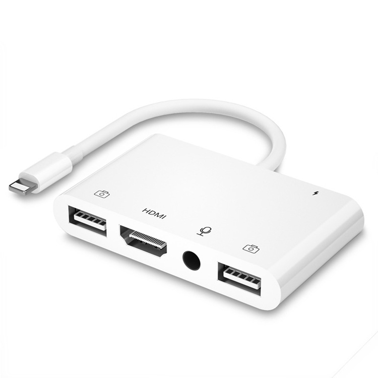 Multi-functional five-in-one docking station, live streaming hdmi screen adapter, usb card reader, usb network card extender Item Picture