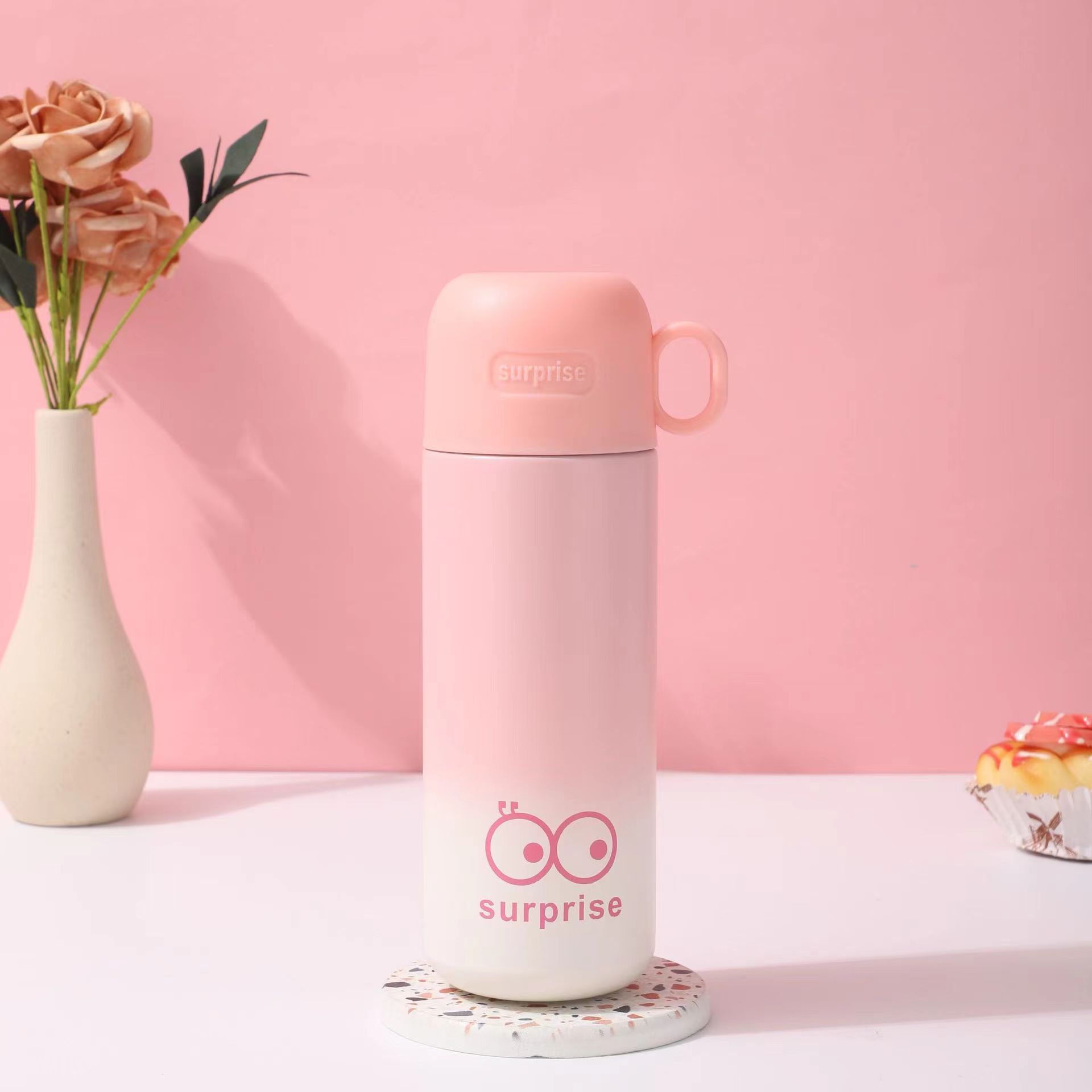 New 316 stainless steel insulated cup, outdoor portable hand-held ring bouncy cup, boys' and girls' students' cute children's cup Specification drawing