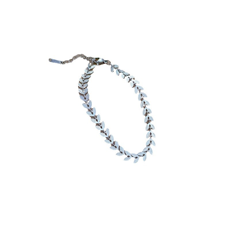 【 All-titanium Steel 】 Dongdaemun Minimalist style Leaf Unique chain bracelet Female Internet celebrity retro best friend Item Picture