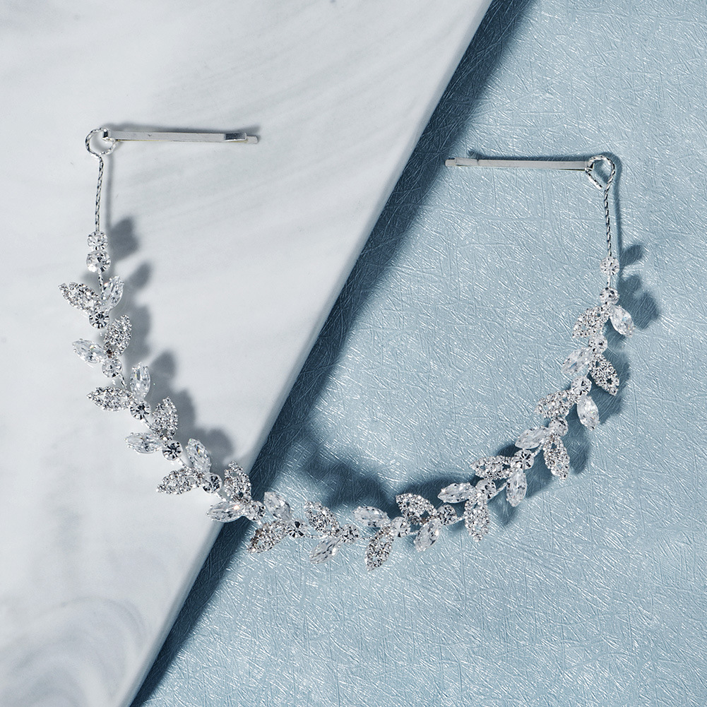 Korean high-end light luxury zircon hair bands, handcrafted crystal daily versatile hair bands, bridesmaid flower girls, simple wedding dress headwear accessories Specification drawing