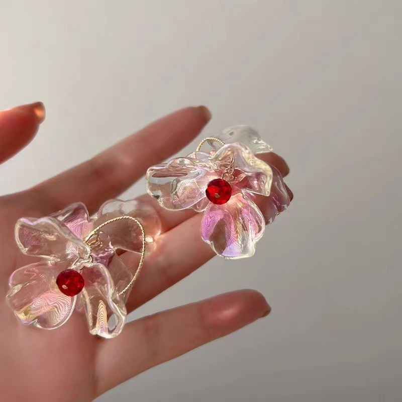 My favorite ~ Dreamy crystal flower earrings with an ethereal atmosphere, a niche design sense, and high-end ins color-blocking stud earrings full figure