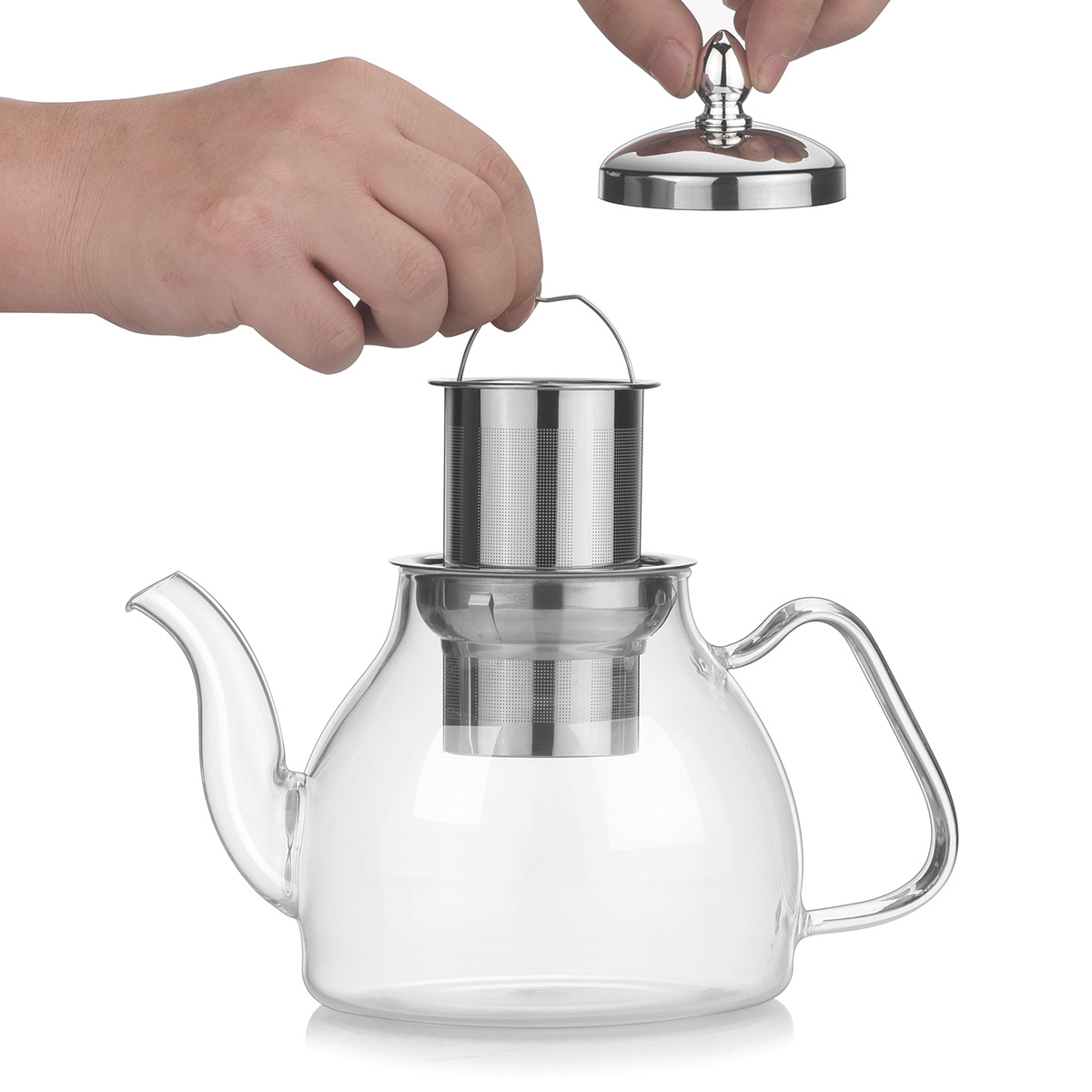 【 Customized LOGO】 Household water kettle, tea and water separation health pot, high borosilicate glass brewing pot, stove cooking pot Application Scenario