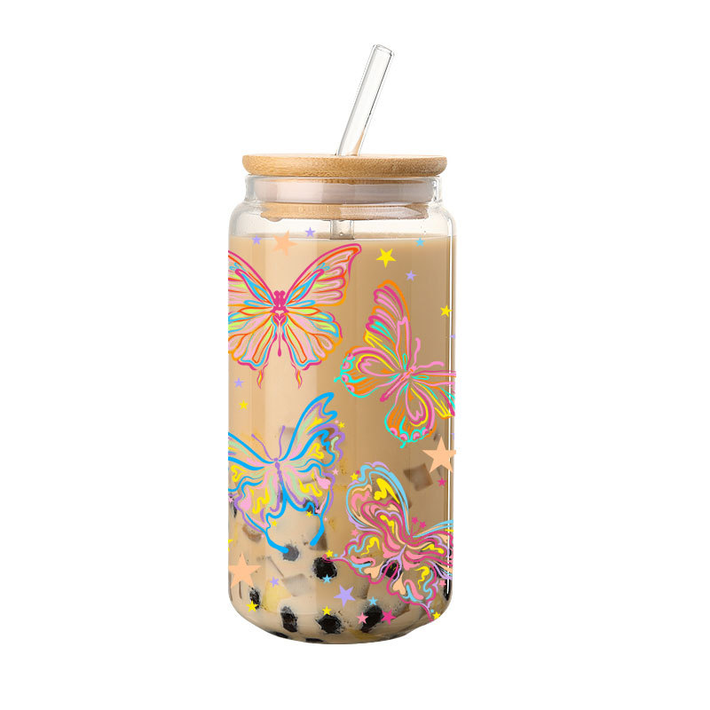 Single-layer cola glass cup, Christmas Halloween logo printed pattern, high-temperature resistant tea cup, advertising cup, gift water cup Item Picture