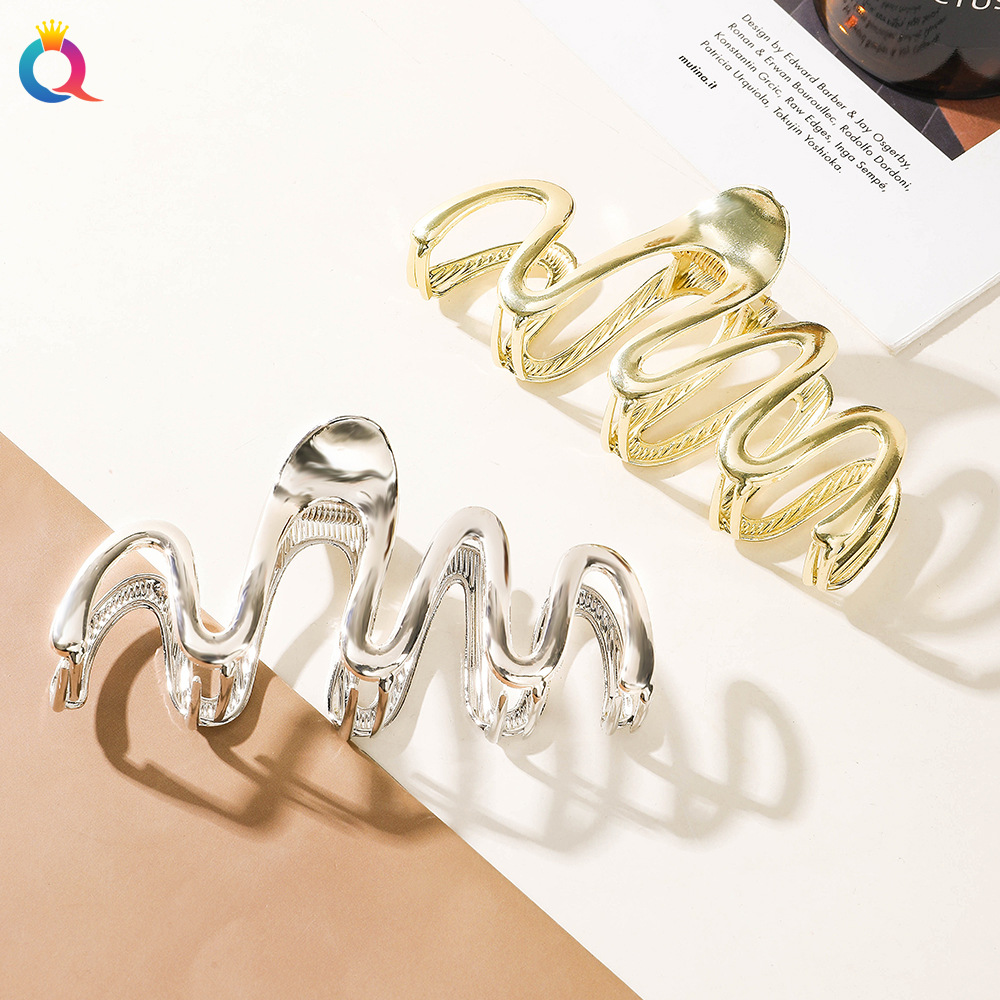 Qiyue Cross-border Large Wave Metal gripper, shark clip, hairpin, high-end Hair gripper, headwear and hair accessories wholesale Specification drawing
