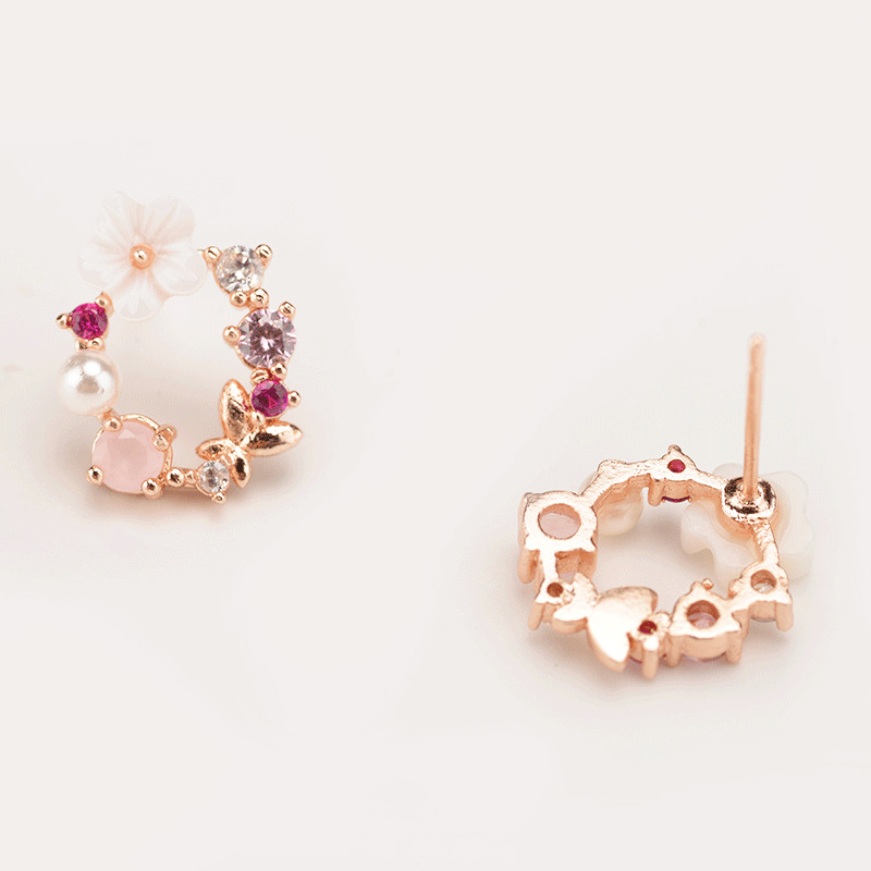 The new Korean-style creative earrings, sweet flower stud earrings, and girlish pearl bow garland earrings are selling well Specification drawing