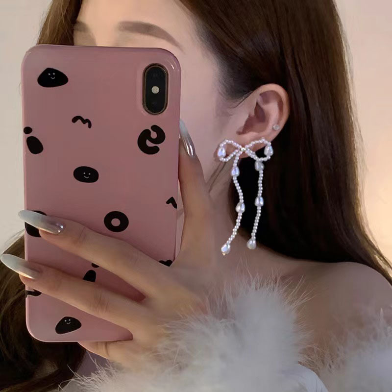 Pearl bow stud earrings, a new bestseller in 2025, are long tassel earrings with a light luxury, niche and high-end design details Picture