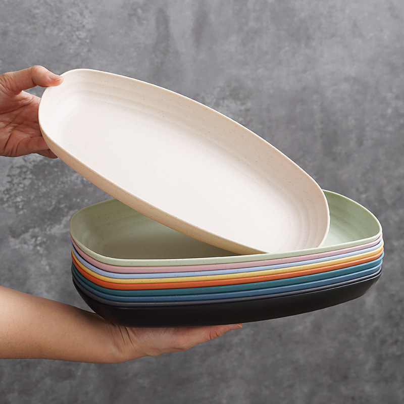 Home-use rectangular plastic steamed fish plates, hot pot side plates, breakfast pasta, salad, dumpling plates, barbecue skewer plates Application Scenario