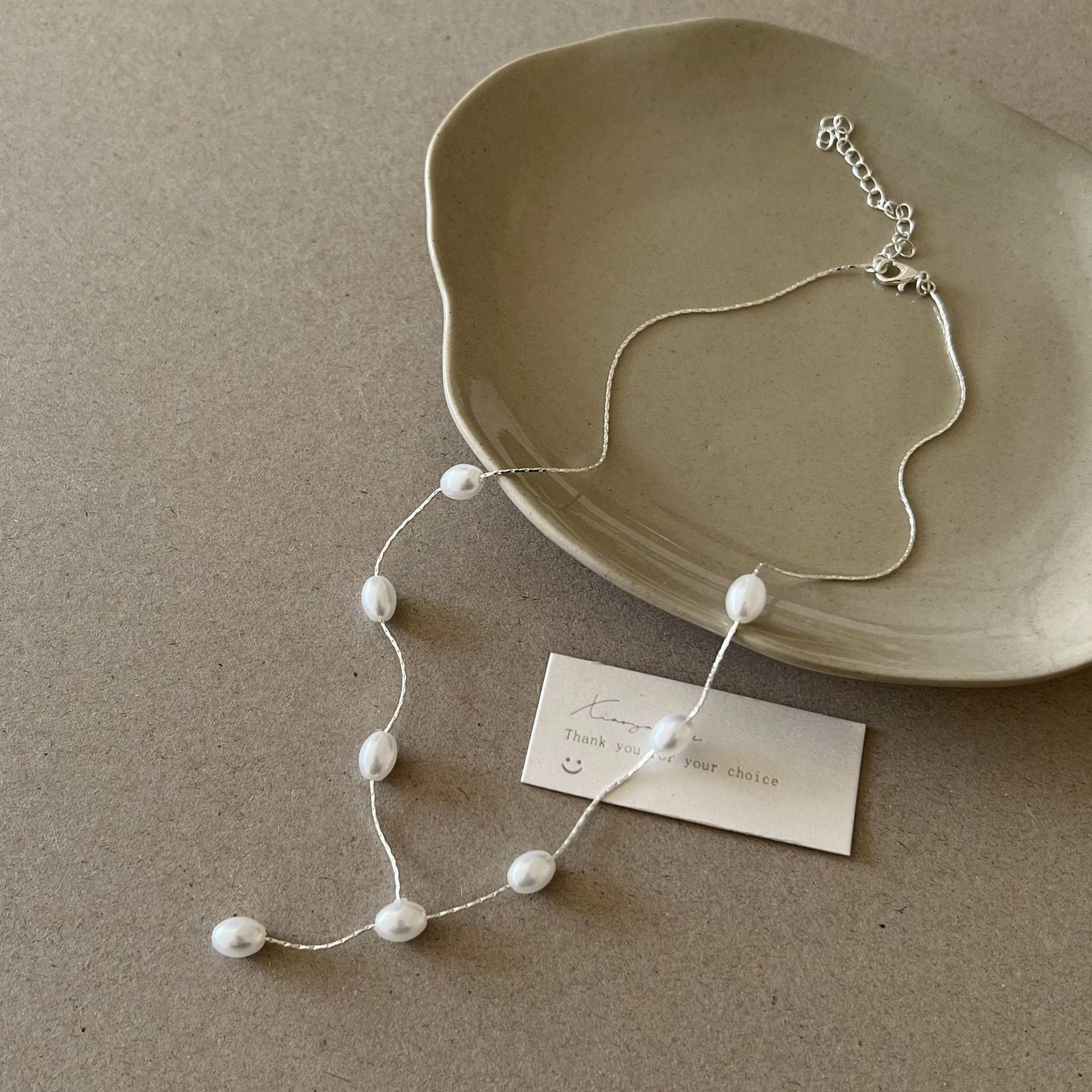French gentle and elegant pearl necklace, women's light luxury and niche design sense, 2024 new style collarbone chain wholesale Specification drawing