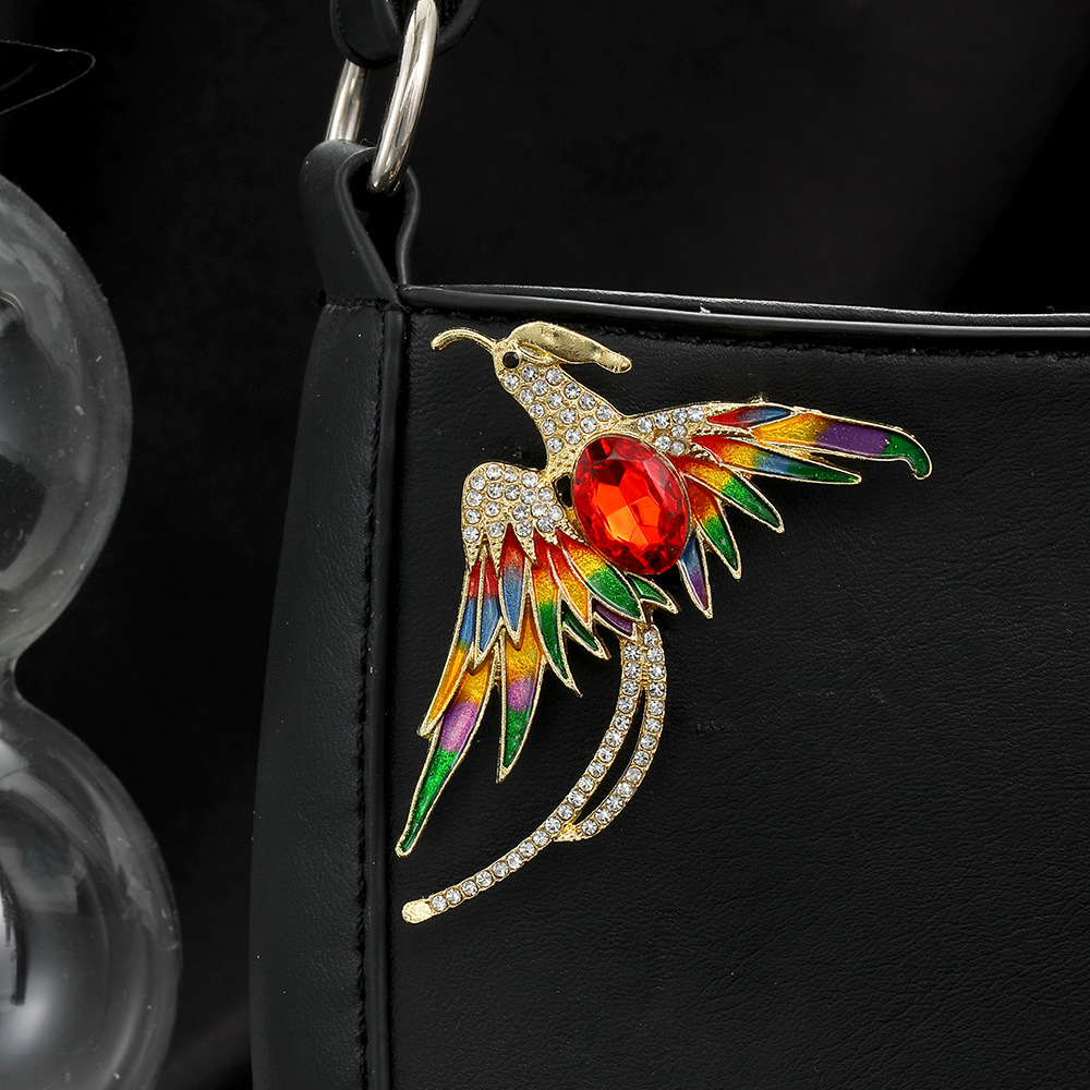 New Chinese-style rebirth Phoenix Diamond enamel brooch, light luxury and high-end feel, ins style fashionable and elegant brooch for women details Picture