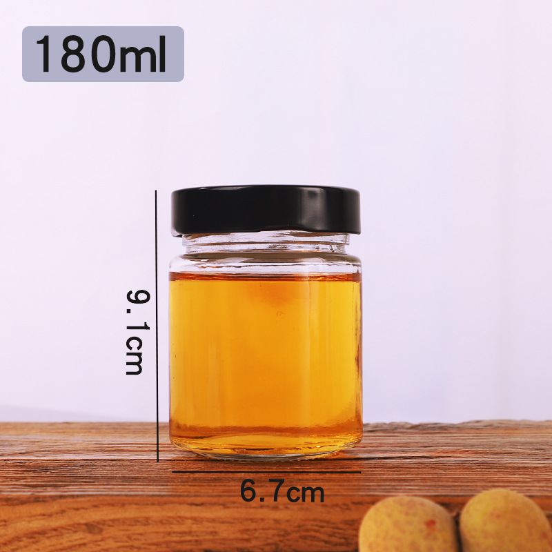 Glass storage jars, kitchenware, grain storage boxes, sealed jars for nuts and coffee beans, honey glass bottles Specification drawing