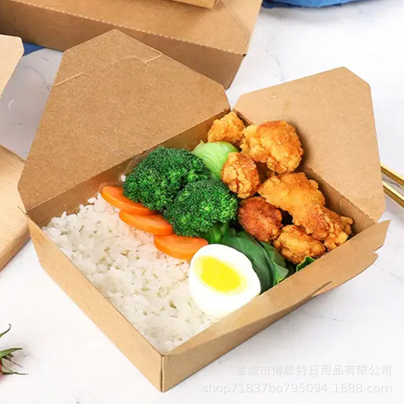 Large-capacity disposable kraft paper packaging boxes for deep-fried chicken takeout, insulated kraft paper packaging boxes in stock Specification drawing