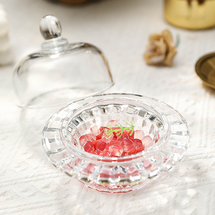 Covered glass bird's nest bowl, creative sugar water bowl, silver ear bowl, exquisite set of soup bowl, transparent fruit, pastry and dessert bowl Specification drawing