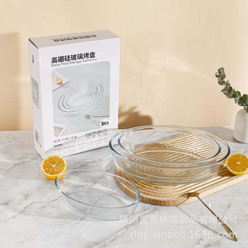 High borosilicate high-temperature resistant glass baking trays, thickened explosion-proof microwave oven and oven baking trays, large-capacity fish plates and vegetable plates wholesale Application Scenario