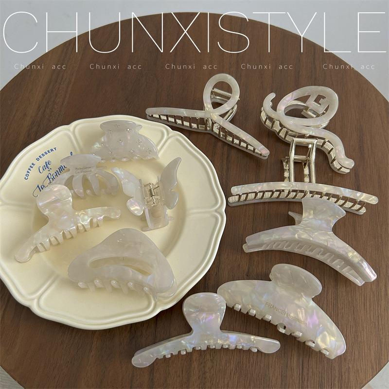 Mermaid Girl Acetate hairpin for women, summer back of the head, high-end Korean elegant style, large shark hairpin details Picture