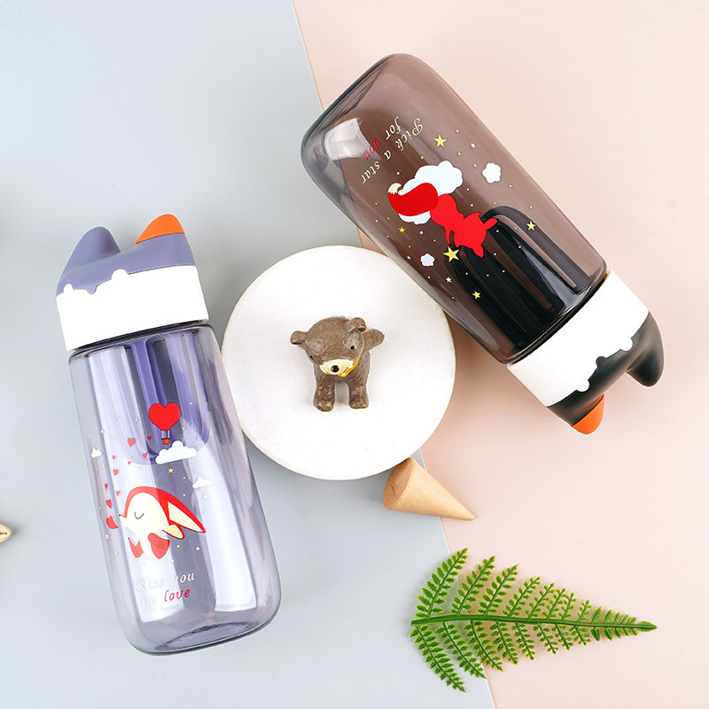Cute cat drinking cups for primary school students 2024 summer plastic cups, portable and durable water cups, advertising gifts wholesale Specification drawing