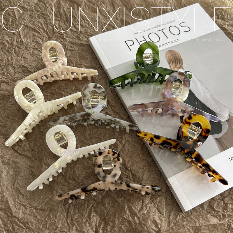 Sparkling Shark Clip! A French retro mermaid girl hair claw headpiece with acetate hairpins on the back of the head details Picture