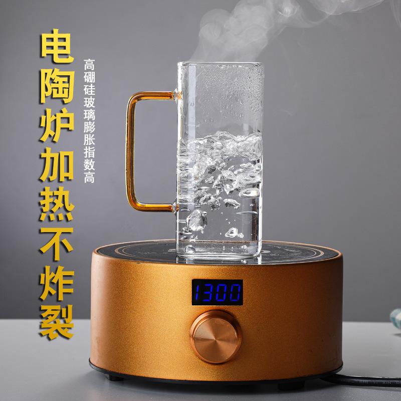 Wholesale of glass cups, water cups, milk cups, tea brewing cups, breakfast beverage cups, high borosilicate square colored glass water cups Application Scenario