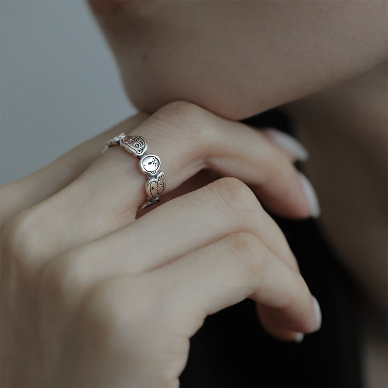 A cute anime cartoon character opening adjustable ring for women's Instagram, a niche design with a high-end feel, 2022 new style Item Picture