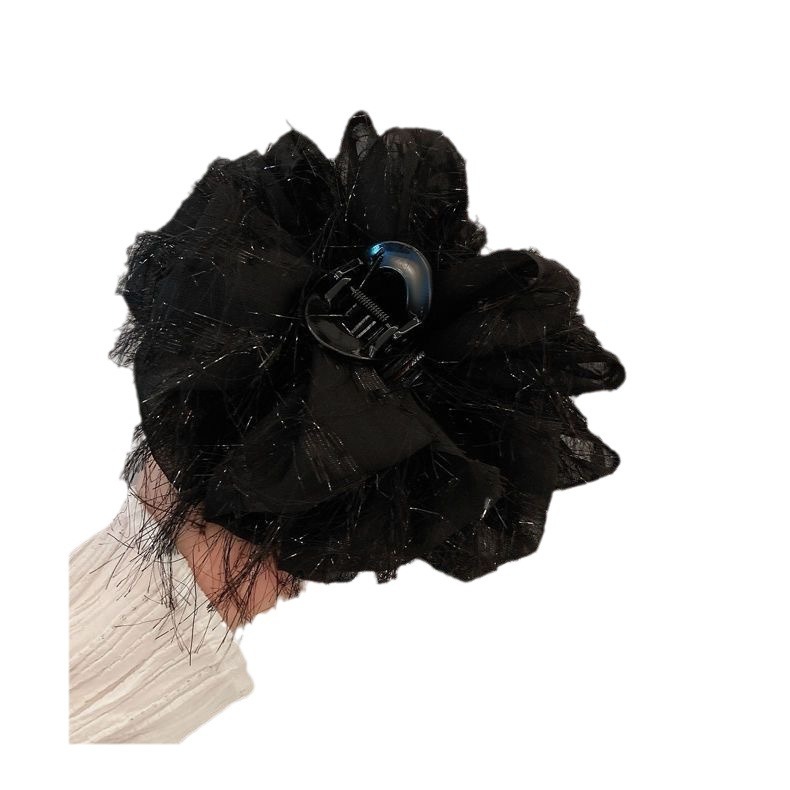 Black feather fashionable grappling clips, light luxury feminine charm, new mesh hair clips, bow, back of the head updo hair accessory Item Picture