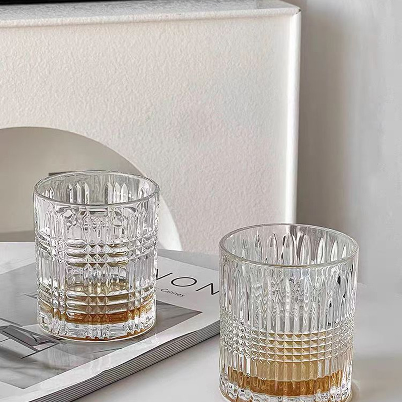 Glass engraved foreign wine glasses, high-end and light luxury crystal creative ins whisky glasses, beer ice hockey glasses, bar details Picture