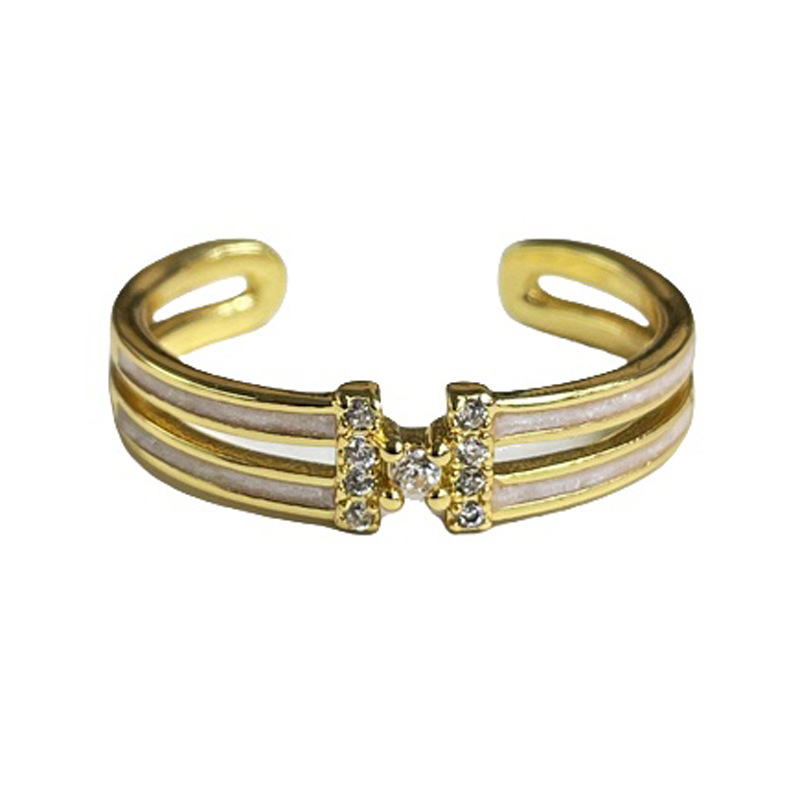 Versatile open ring, women's niche design bow letter index finger ring, light luxury, high-end, sweet and cool unique ring Item Picture