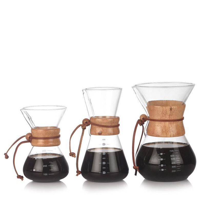 Heat-resistant glass hand-brewed coffee pot, home coffee sharing pot, graduated coffee hand-brewed pot set, can be printed with logo details Picture