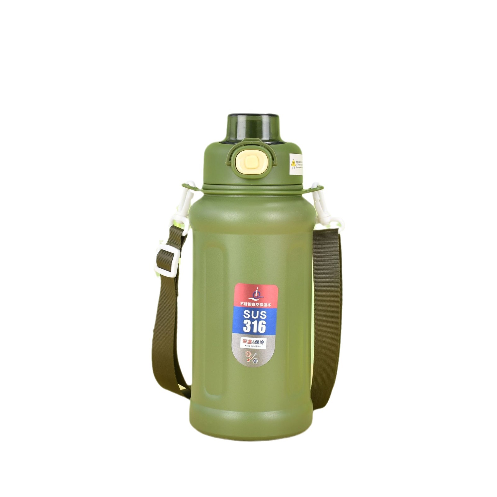 New 316 stainless steel insulated cup, outdoor dual-drinking portable sports water bottle, double-layer vacuum water bottle with handle Item Picture
