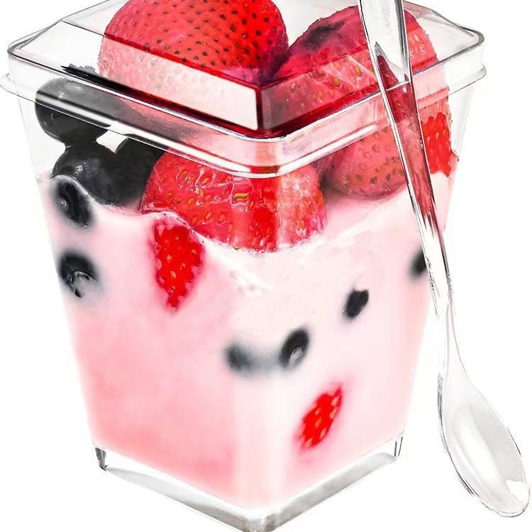 Factory wholesale disposable mousse cups with LIDS, pudding double skin milk cake, transparent plastic 150ML dessert cups Item Picture