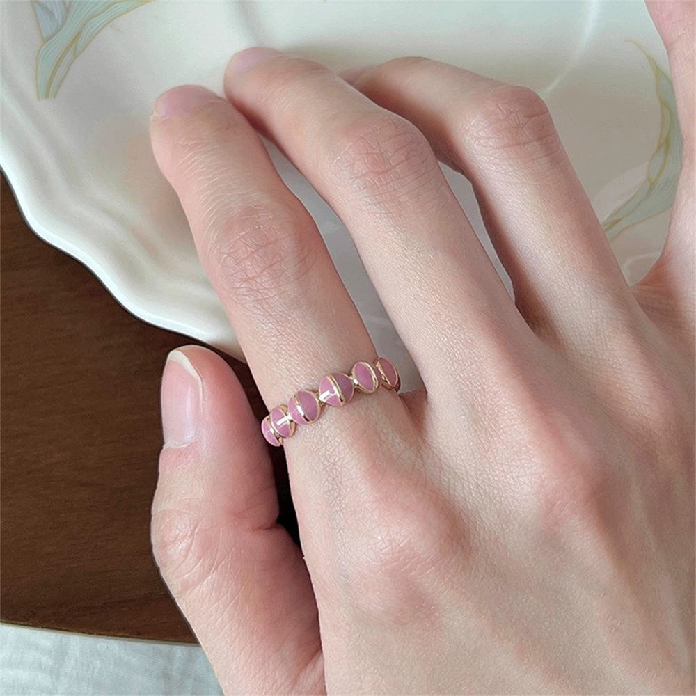Enamel pearl ring, a niche design for women with a high-end feel, adjustable mother-of-pearl ring, a new trendy index finger ring Specification drawing