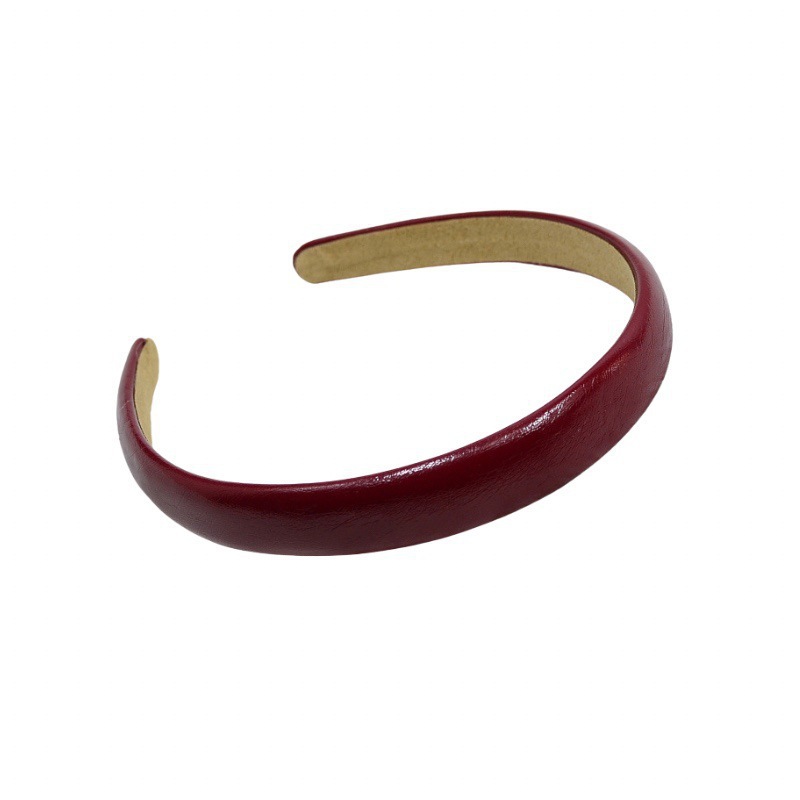 New Christmas headband with a bright red leather surface, high appearance level, patent leather wine red headband, high-end style, women's hair accessory Item Picture