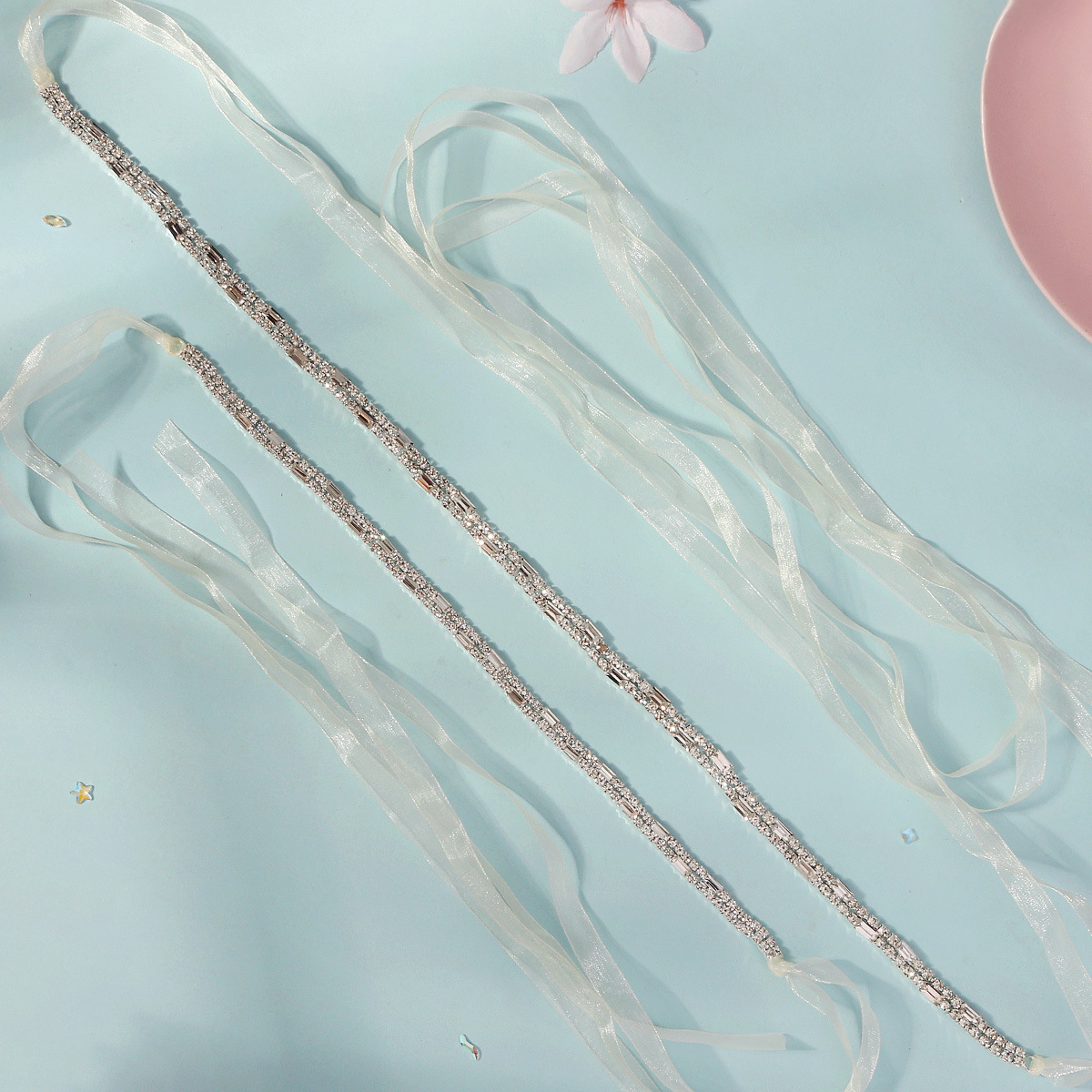New European and American bridal accessory set, rhinestone headband, waist chain, high-end luxury, wedding birthday, waist and headwear for women details Picture