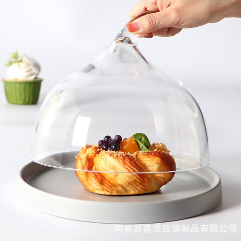PC cake cover with base, popular snack and dessert dust-proof display cover, food cover, fruit tasting plate with lid, transparent Specification drawing