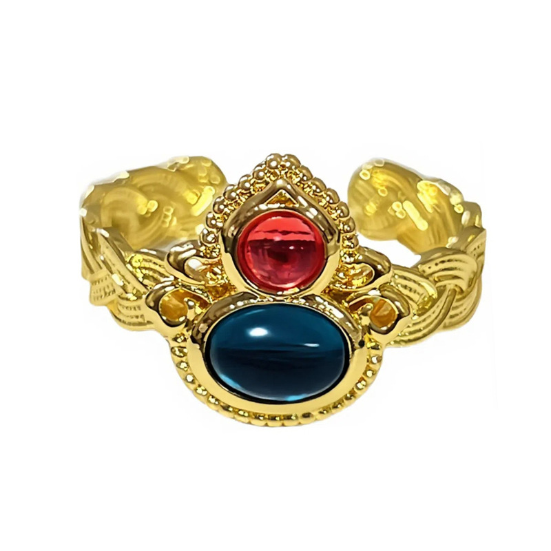 New Chinese-style high-end ethnic dual-color magic gourd ring, women's traditional Chinese style exquisite and versatile Hanfu accessory ring trend Item Picture